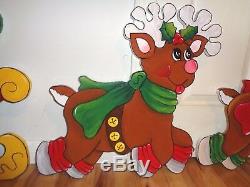 New Handmade, Santa In Sleigh & Reindeer Christmas Yard Art Decoration