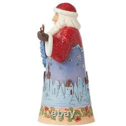 New JIM SHORE Santa Figurine MIDNIGHT CHRISTMAS SKY Reindeer Sleigh Snowy Town