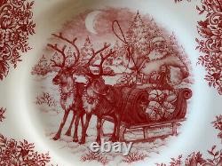 New Set of 14 Royal Stafford Red Sleigh Reindeer Santa Christmas Salad Plates