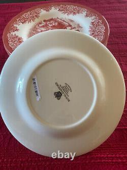 New Set of 14 Royal Stafford Red Sleigh Reindeer Santa Christmas Salad Plates