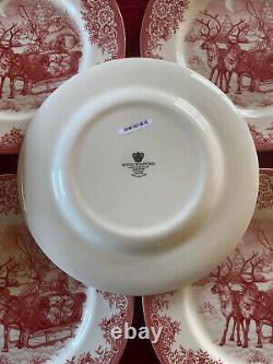 New Set of 8 Royal Stafford Red Sleigh Reindeer Santa Christmas Dinner Plates