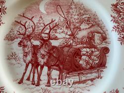 New Set of 8 Royal Stafford Red Sleigh Reindeer Santa Christmas Dinner Plates