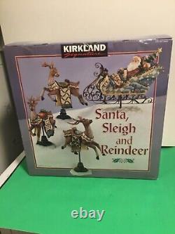 Nib Vtg Kirkland Signature Santa Sleigh And Reindeer Christmas Decoration