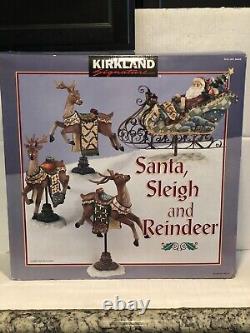 Nib Vtg Kirkland Signature Santa Sleigh And Reindeer Christmas Decoration