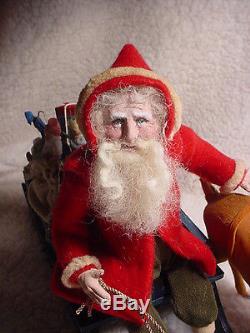 Norma DeCamp OOAK Santa, Reindeer, Sleigh, German Bisque Elf & more COME SEE