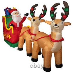 Northlight 8' Inflatable Santa's Sleigh Reindeer Outdoor Christmas Decoration