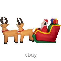 Northlight 8' Inflatable Santa's Sleigh Reindeer Outdoor Christmas Decoration