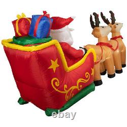 Northlight 8' Inflatable Santa's Sleigh Reindeer Outdoor Christmas Decoration