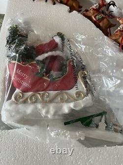 Now Dash Away Musical Santa Reindeer Fabriche Christmas Figurine Set Kurt Adler