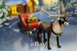 OOAK Realistic Miniature 112 reindeer with santa sleigh and gifts christmas