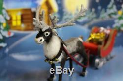 OOAK Realistic Miniature 112 reindeer with santa sleigh and gifts christmas