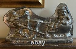 OUTSTANDING Antique Chocolate Mold 19 ANTON REICHE Santa Sleigh & Reindeer