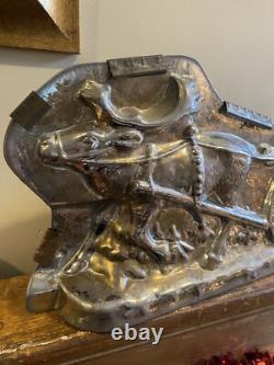 OUTSTANDING Antique Chocolate Mold 19 ANTON REICHE Santa Sleigh & Reindeer