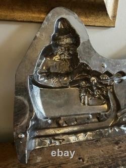 OUTSTANDING Antique Chocolate Mold 19 ANTON REICHE Santa Sleigh & Reindeer