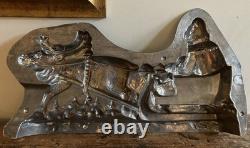 OUTSTANDING Antique Chocolate Mold 19 ANTON REICHE Santa Sleigh & Reindeer