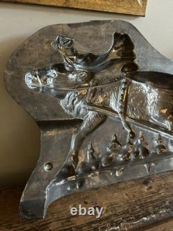 OUTSTANDING Antique Chocolate Mold 19 ANTON REICHE Santa Sleigh & Reindeer