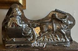OUTSTANDING Antique Chocolate Mold 19 ANTON REICHE Santa Sleigh & Reindeer