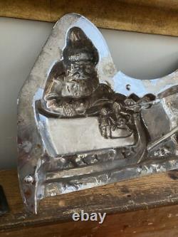 OUTSTANDING. Antique Chocolate Mold 19 ANTON REICHE Santa Sleigh & Reindeer