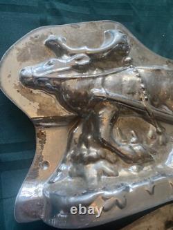 OUTSTANDING. Antique Chocolate Mold 19 ANTON REICHE Santa Sleigh & Reindeer