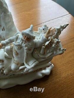 O'Well China Porcelain Santa, Sleigh, and Reindeer