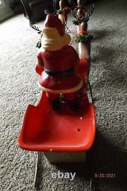 Old Antique Vintage Santa Sleigh & Reindeer Plastic Union 1960's MA Massachusett