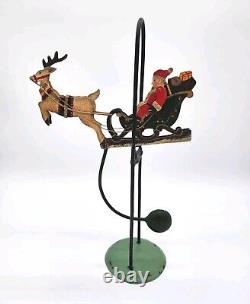 Old Pendulum Perpetual Balancing SANTA CLAUS REINDEER Sleigh Sled Christmas 15.5