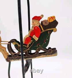 Old Pendulum Perpetual Balancing SANTA CLAUS REINDEER Sleigh Sled Christmas 15.5