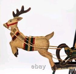 Old Pendulum Perpetual Balancing SANTA CLAUS REINDEER Sleigh Sled Christmas 15.5