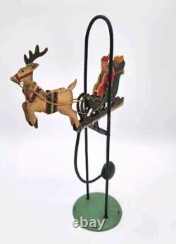 Old Pendulum Perpetual Balancing SANTA CLAUS REINDEER Sleigh Sled Christmas 15.5