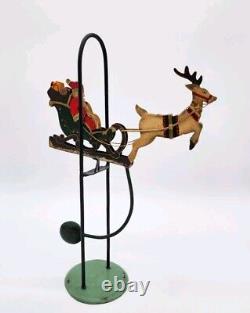 Old Pendulum Perpetual Balancing SANTA CLAUS REINDEER Sleigh Sled Christmas 15.5