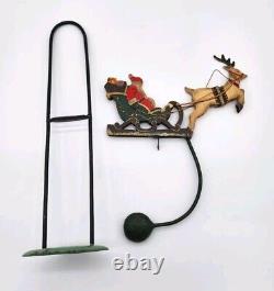 Old Pendulum Perpetual Balancing SANTA CLAUS REINDEER Sleigh Sled Christmas 15.5