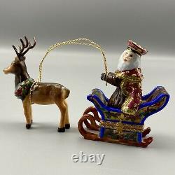 Old World Santa Sleigh & Reindeer Limoges Box Rochard Neiman Marcus RARE