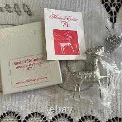 Oneida Heirloom Sterling Silver Ornament Brooch 1974 Santa's Reindeer Cupid