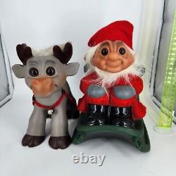 Original Troll Doll 1960/2009 DAM Reindeer & Santa in Sleigh LTD EDT EXT. RARE