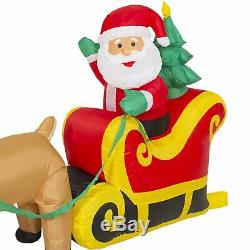 Outdoor 9 FT GIANT Lighted Santa Claus Sleigh and Reindeer Inflatable Yard Decor