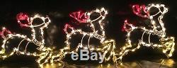 Outdoor Christmas Light Santa Reindeer Sleigh Multicolor Stretches Over 15 Feet