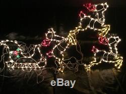Outdoor Christmas Light Santa Reindeer Sleigh Multicolor Stretches Over 15 Feet