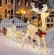 Outdoor Christmas Yard Decoration Lighted Led Santa Sleigh With Reindeer White