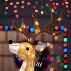 Outdoor Christmas Yard Decoration Pre Lit 6 ft. LED Santa Sleigh With Reindeer