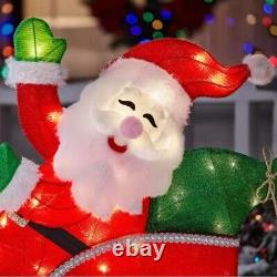Outdoor Christmas Yard Decoration Pre Lit 6 ft. LED Santa Sleigh With Reindeer