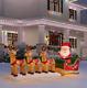 Outdoor Lighted Christmas Holiday Yard Decoration Santa Sleigh Reindeer 12ft Led