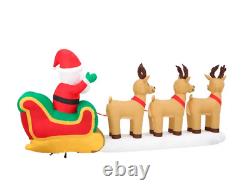 Outdoor Lighted Christmas Holiday Yard Decoration Santa Sleigh Reindeer 12ft LED