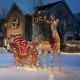Outdoor Reindeer And Santa Sleigh Christmas Decoration 6 Foot Pre Lit Led Yard