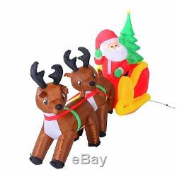 Outdoor XMAS Yard Decoration Light Up Inflatable Santa on Sleigh with Reindeer