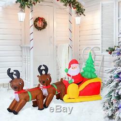 Outdoor XMAS Yard Decoration Light Up Inflatable Santa on Sleigh with Reindeer