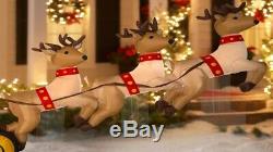 Outdoor Yard Inflatable Floating Santa Sleigh with Reindeer 6' x 10.5' Christmas