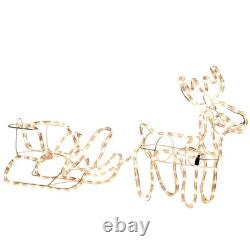 Outsunny LED Christmas Reindeer and Sleigh Decoration 35 Warm White Lights Steel