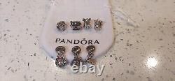 PANDORA? Holiday Wreath Sleigh Angel Reindeer Christmas Charm Lot of 7? RETIRED