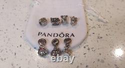 PANDORA? Holiday Wreath Sleigh Angel Reindeer Christmas Charm Lot of 7? RETIRED