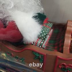 PICKUP ONLY Holiday Creations Animated Reindeer Santa On Sleigh Original Box VTG